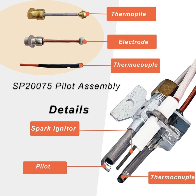 Enruieer مجموعة استبدال تجميع الطيار والموقد Enruieer SP20075 لمياه الغاز الطبيعي GE وRheem - Image 5