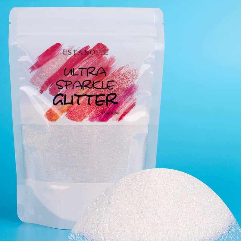 Rainbow Glitter for Crafts  Slime Iridescent White Glitter Powder 150g  Dream White