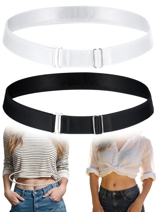 2 PCS Shirt Tuck Belts, Adjustable Elastic Belts, Perfect, For Cropping Shirts, Sweaters And More - Image 1