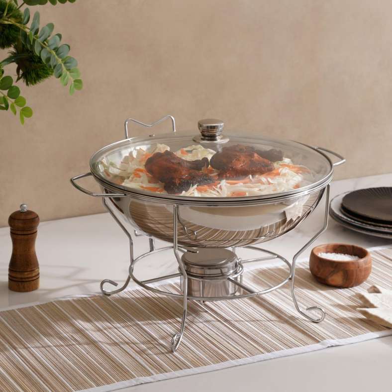 Pan Home طبق شافينغ كالدا مع غطاء 6 لتر - كروم