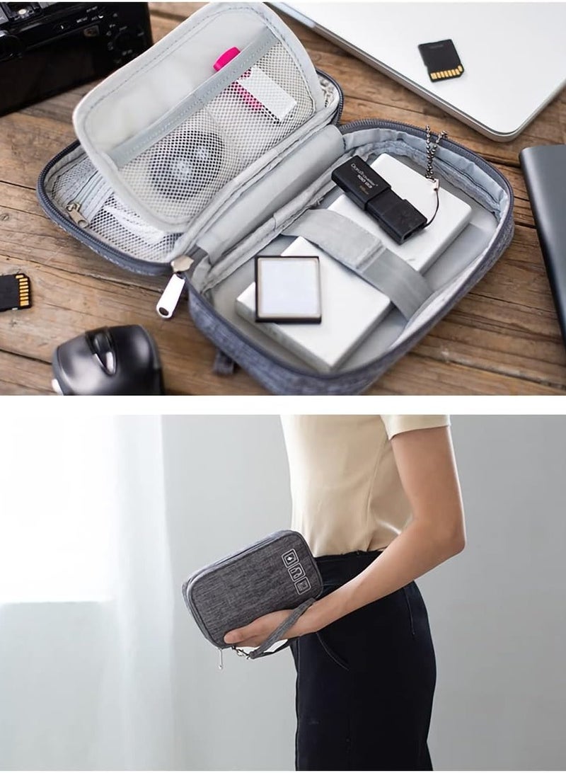 Electronic Accessories Storage Bag Small Portable Travel Cable Storage Bag  AllinOne Organizer Storage for Power Cords  Chargers  Hard Drives  Headphones  USB  SD Cards  and More (Grey) - Image 3