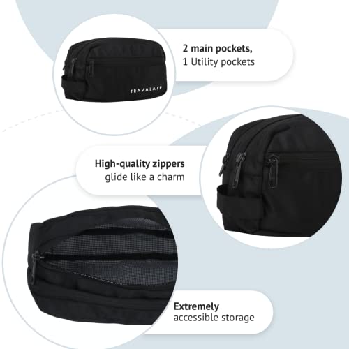 TRAVALATE Polyester Multipurpose Toiletry Kit Bag for Man and Women's | Double Compartment Travel Essentials Travel Organizer Pouch for Men Travel Kit for Toiletries - Black - Image 5