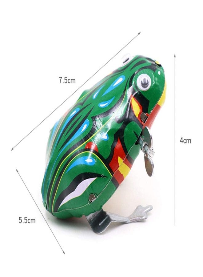 HYSTYLE 6 Pcs Clockwork Spring Frog Green Metal Jumping Wind Up Frog Desktop Decor Party Favors - Image 2