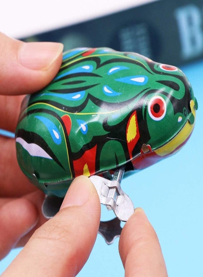 HYSTYLE 6 Pcs Clockwork Spring Frog Green Metal Jumping Wind Up Frog Desktop Decor Party Favors - Image 3
