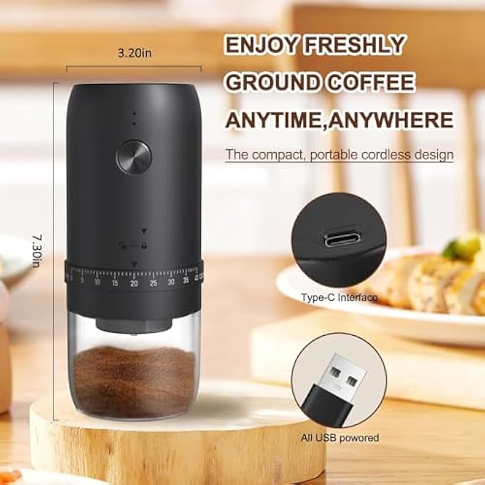 Antole Coffee Grinder ElectricPortable Grinder MachineElectric Burr Coffee GrinderCoffee Bean Grinder With Adjustable Grind SettingsUsb Charging And Brush - Image 3