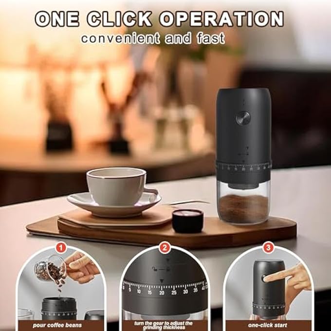 Antole Coffee Grinder ElectricPortable Grinder MachineElectric Burr Coffee GrinderCoffee Bean Grinder With Adjustable Grind SettingsUsb Charging And Brush - Image 4