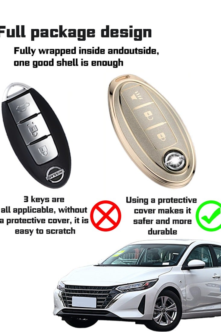 Car key bag, suitable for Nissan 3-key car key protector, perfectly wraps car keys, high-end, wear-resistant and fashionable. - Image 2