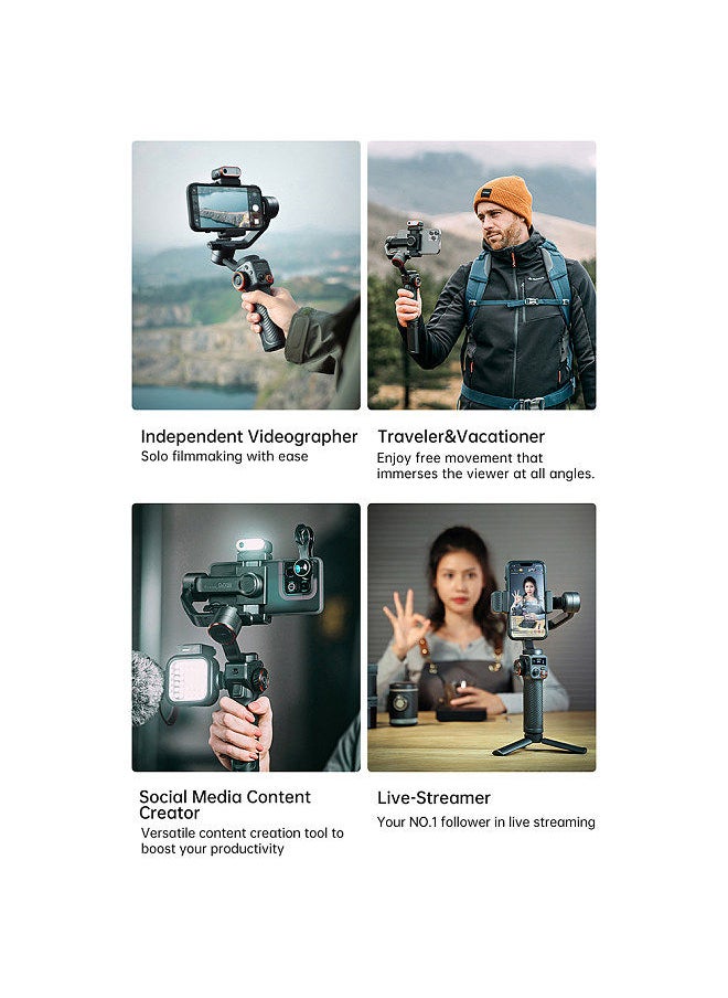 hohem - hohem iSteady M6 Kit 3-Axis Smartphone Gimbal Stabilizer Anti-shake Phone Vlog Gimbal 360° Rotatable OLED Large Screen - Image 1