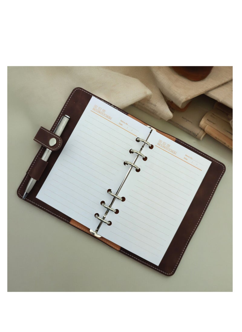 Generic Money Wallet - A6 Size Leather Flip Binder Wallet with Large Snap Closure (Brown)  - Image 3