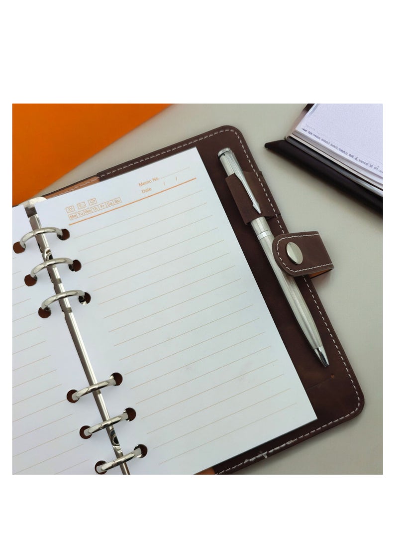 Generic Money Wallet - A6 Size Leather Flip Binder Wallet with Large Snap Closure (Brown)  - Image 2
