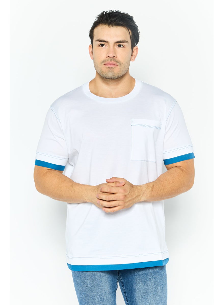ESPRIT - Men Crew Neck Short Sleeves Plain T-Shirt, White - Image 1