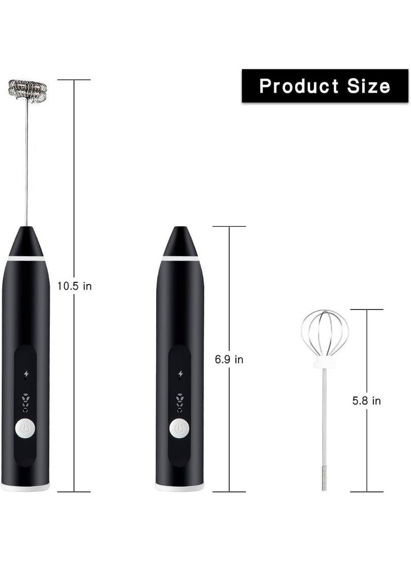 Rechargeable electric milk frother via USB, 3 adjustable speeds, with 2 whisk heads, for making coffee, latte and cappuccino (multi-color) - Image 2