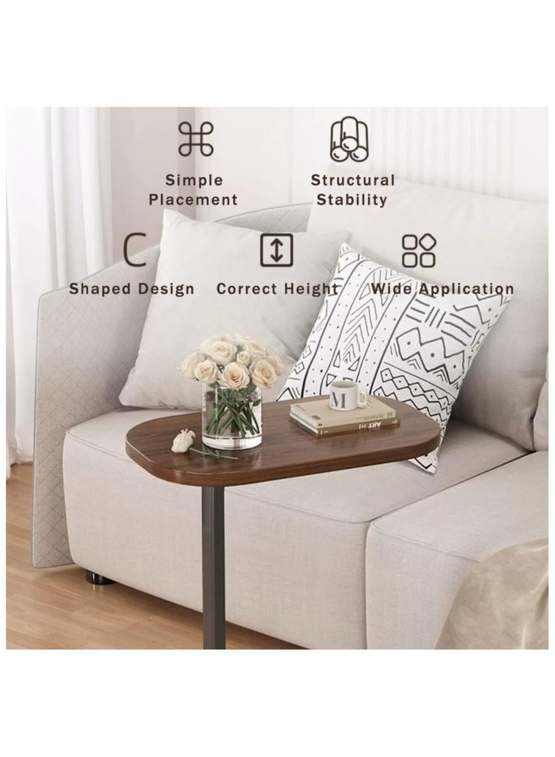 NANAO Home Sofa Side Table Small Modern Coffee Snack Couch Nightstand Narrow Bedside Table for Bedroom Living Room Home Office Dorm (Brown) - Image 3