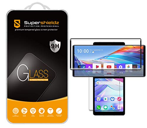 Supershieldz (2 Pack) Designed for LG Wing (2 Glass Main Screen and 2 PET Dual Screen) Tempered Glass Screen Protector, Anti Scratch, Bubble Free (Black) - Image 2
