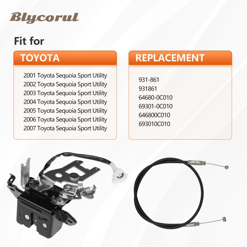 مشغل قفل صندوق السيارة الخلفي Blycorul متوافق مع 2001-2007 Toyota Sequoia 4.7L Sport Utility الباب الخلفي فتحة مزلاج المحرك يستبدل 931-861 69301-0C010 - Image 2