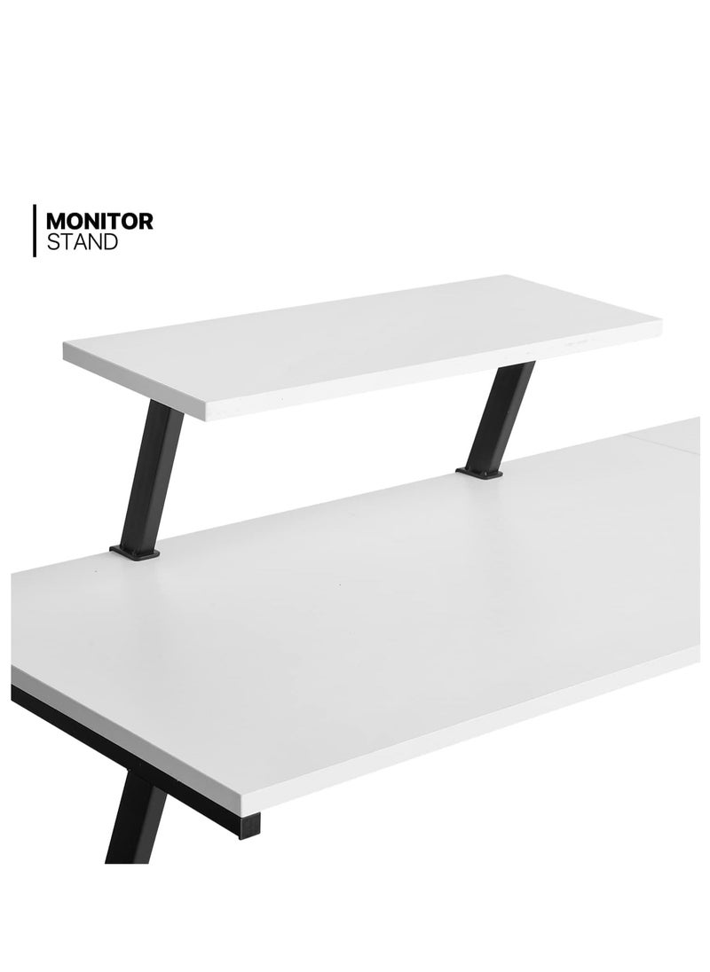 Computer Corner Desk,L Shaped Gaming Table with Large Monitor Stand for Home Office,Sturdy Writing Workstation,Gaming Desk with Shelf, Save Space, 129X46X74 Cm White - pzsku/Z597A8D969341A4893AAFZ/45/_/1716255324/948e358b-8b87-476d-970e-d7aaf3f33d46