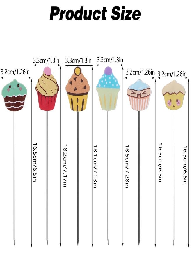TARINI 6Pcs Stainless Steel Cake Tester – Colorful Handle Baking Doneness Checker, Multi-Use Stirring Skewer for Cakes Breads Brownies Coffee - Image 2