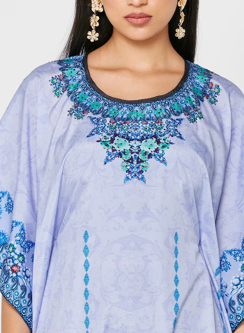 ARABIAN CLOSET Cape Sleeve Kaftan With Pouch