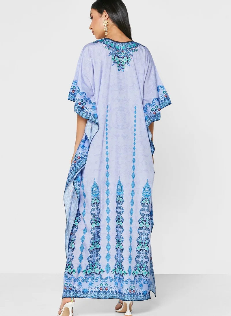 ARABIAN CLOSET Cape Sleeve Kaftan With Pouch