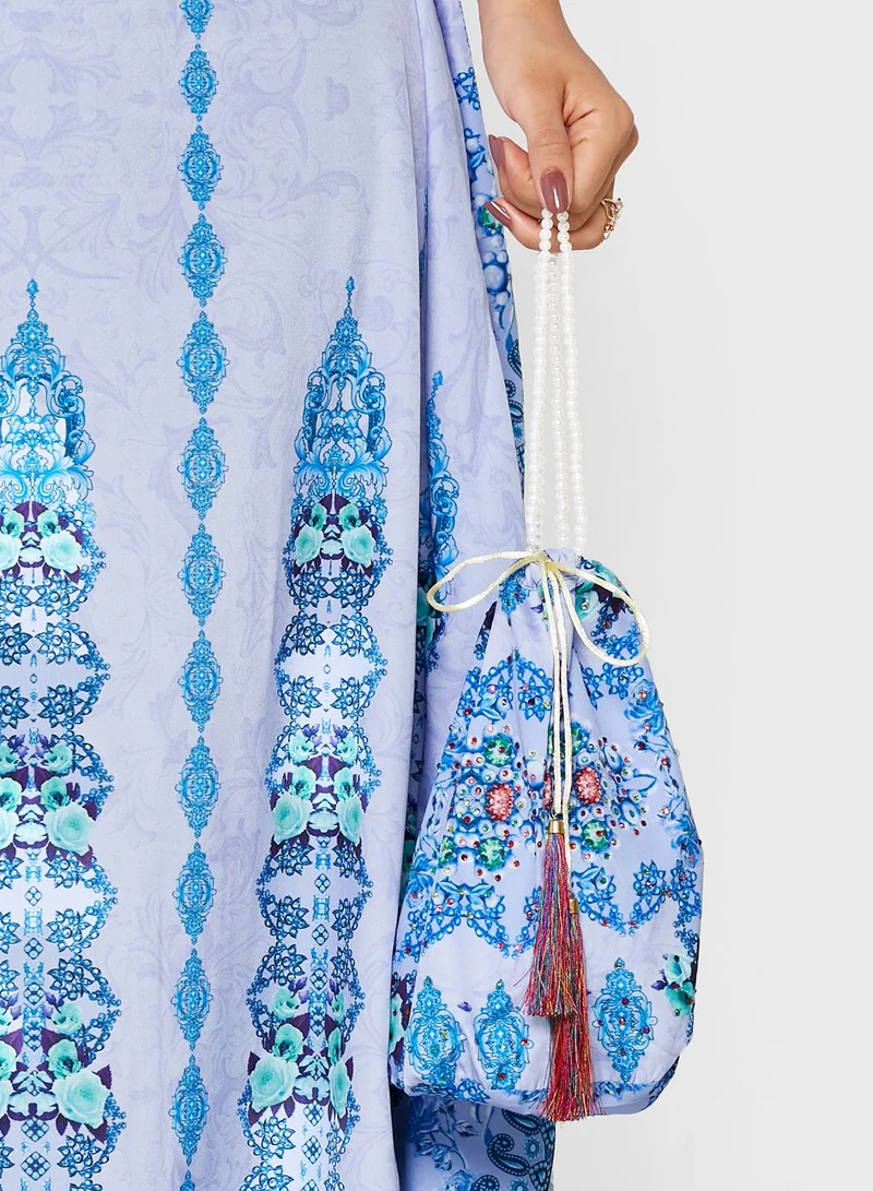ARABIAN CLOSET Cape Sleeve Kaftan With Pouch