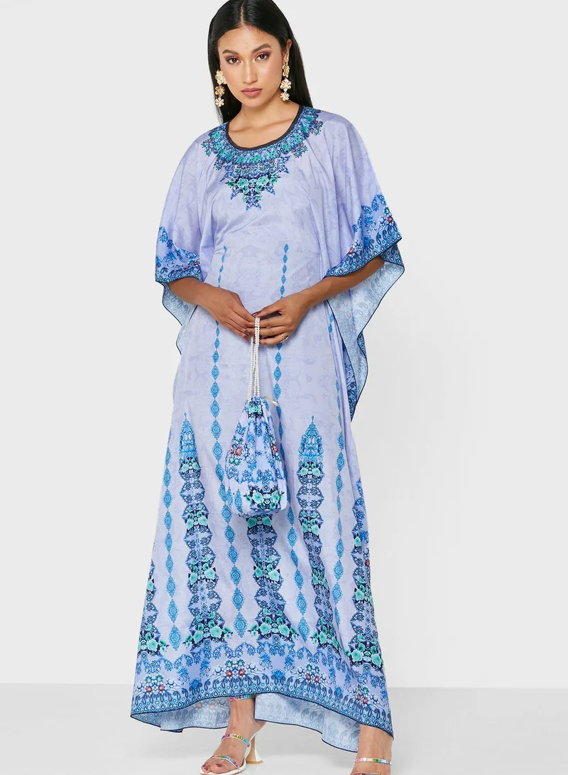 ARABIAN CLOSET Cape Sleeve Kaftan With Pouch