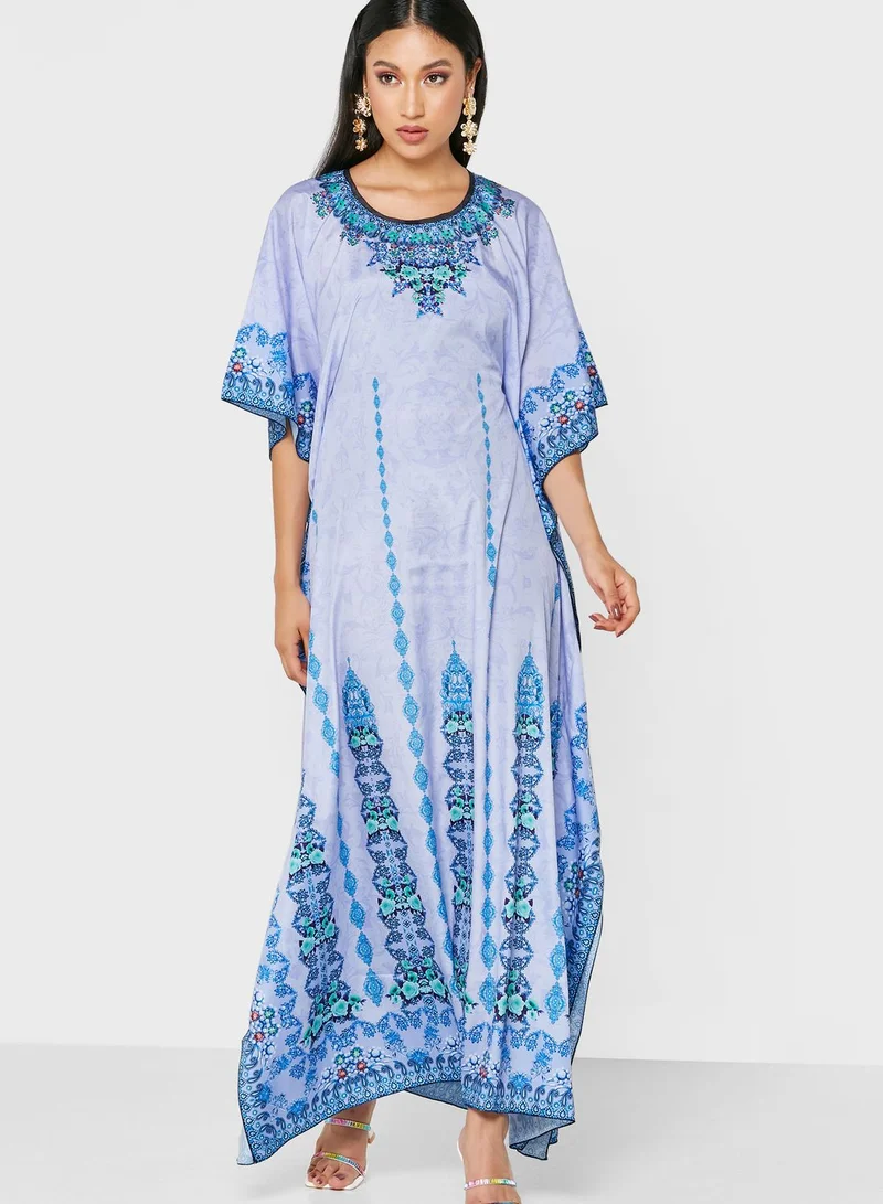 ARABIAN CLOSET Cape Sleeve Kaftan With Pouch