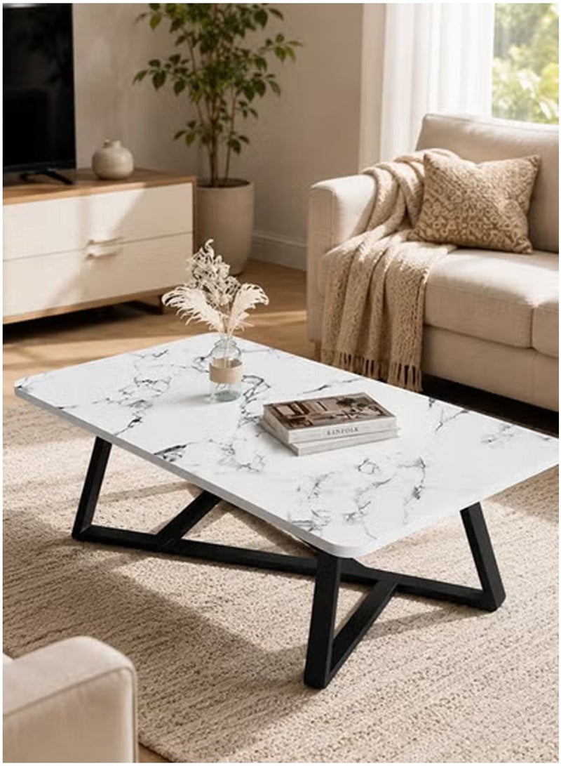 keke White Marble Stone Top Sleek Design Coffee Table For Modern Living Room Sofa Table 120 CM - Image 1