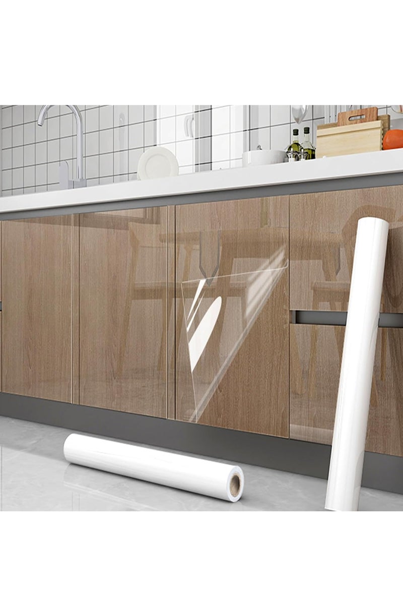 GUDOO ورق شفاف للاتصال باللصق الذاتي لحماية الجدران، مقاس 23.6 بوصة × 10 أقدام/لفافة، واقي شفاف للجدران وخزائن المطبخ من الأثاث. - Image 1