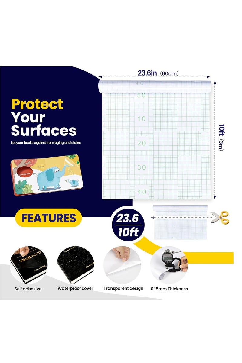GUDOO ورق شفاف للاتصال باللصق الذاتي لحماية الجدران، مقاس 23.6 بوصة × 10 أقدام/لفافة، واقي شفاف للجدران وخزائن المطبخ من الأثاث. - Image 4