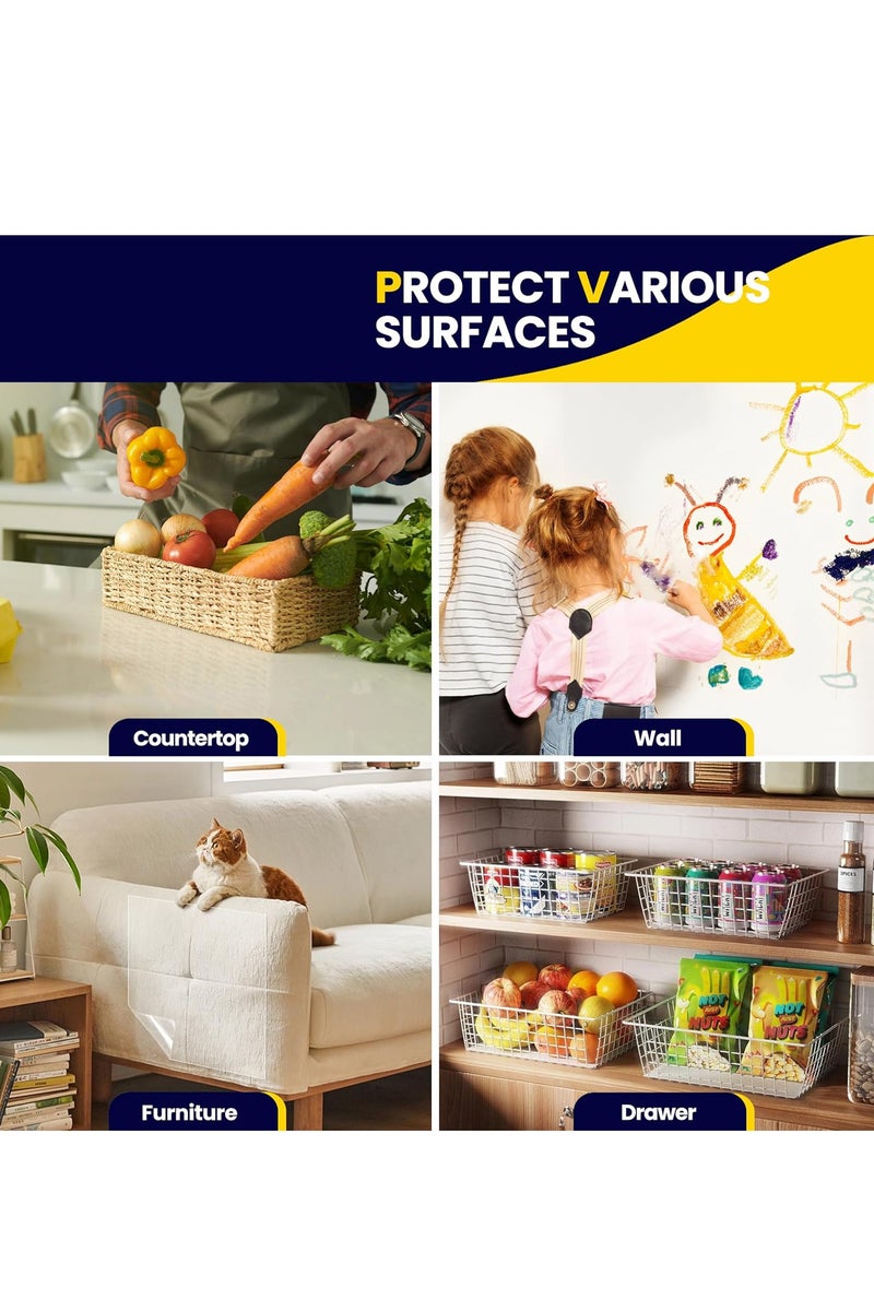 GUDOO ورق شفاف للاتصال باللصق الذاتي لحماية الجدران، مقاس 23.6 بوصة × 10 أقدام/لفافة، واقي شفاف للجدران وخزائن المطبخ من الأثاث. - Image 2