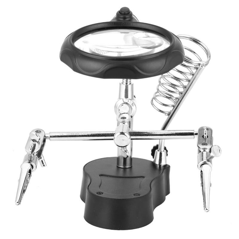 Helping Hand Repair Stand Magnifying Glass Auxiliary Clip Clamp with LED Light WorkbenchTE-801 - Image 4