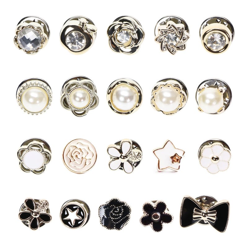 PENTA ANGEL Women Shirt Brooch Pins 20Pcs Mini Cover Up Enamel Safety Lapel Pins Buttons Sweater Shawl Clips for Coat Dress Clothes Decoration - Image 1