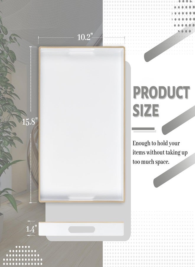 MAONAME White Decorative Tray for Coffee Table, Modern Serving Tray with Handles, Plastic Rectangular Tea Tray for Ottoman, Bathroom Decor, 15.75” X 10.2” - Image 2