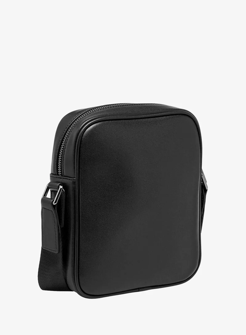 Duchini BLACK Men Monogram Textured Crossbody Bag for Men | Best Price UAE