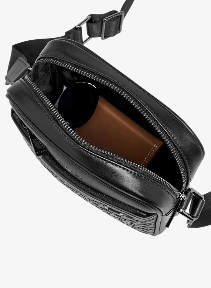 Duchini BLACK Men Monogram Textured Crossbody Bag for Men | Best Price UAE