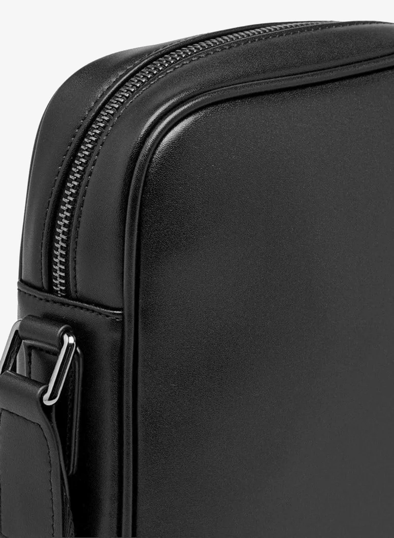 Duchini BLACK Men Monogram Textured Crossbody Bag for Men | Best Price UAE