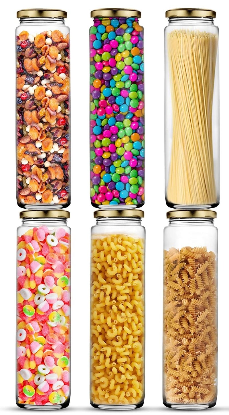 STAR WORK Clear Long Bamboo Glass Jars (500 ml) - Pack of 5 Container - Image 5