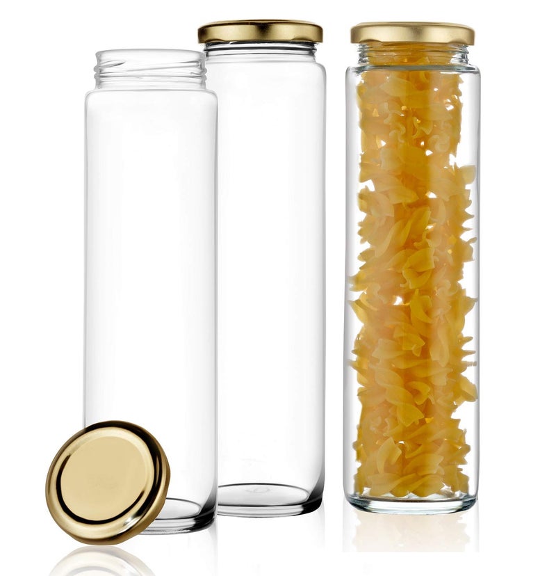 STAR WORK Clear Long Bamboo Glass Jars (500 ml) - Pack of 5 Container - Image 3