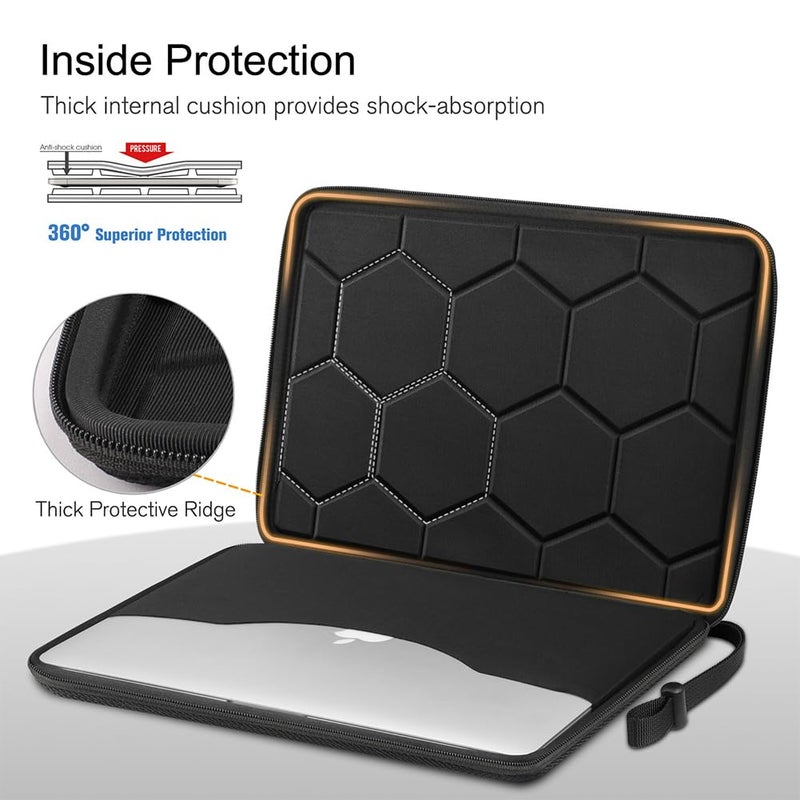FINPAC Hard Laptop Sleeve Case for 13 inch MacBook Air 2026 M5/M4/M3/M2/M1, MacBook Neo A18 Pro,14 inch MacBook Pro 2026 M5/M4/M3/M2 Pro/Max, Waterproof Case for Dell, Surface Laptop, HP, Acer, Black - Image 4