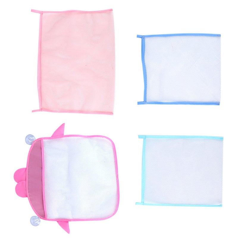4pcs Toy Storage Net Polyester Water Toys Pouch Kids Bathroom Toys Storage Mesh Shampoo (Random Color，Large Net with Two Cup) - Image 3