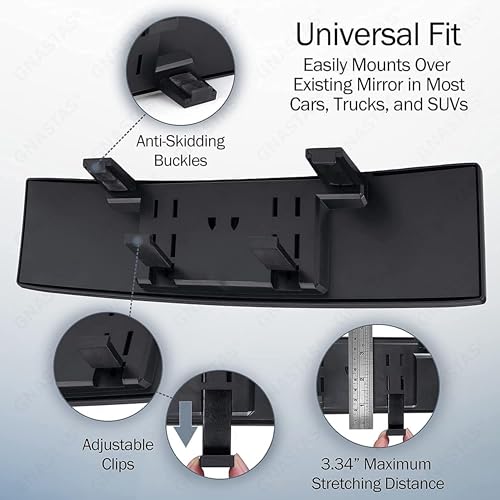 GNASTAS Car Rear View Mirror Interior Mirror Wide Angle Panorama Safety Mirror Interior Mirror Large Vision Mirror 1Pc - Image 5
