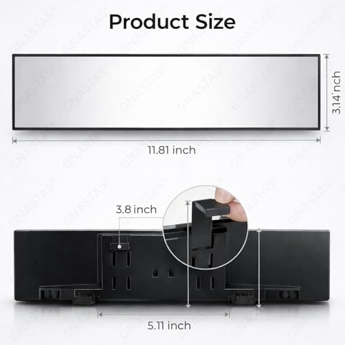 GNASTAS Car Rear View Mirror Interior Mirror Wide Angle Panorama Safety Mirror Interior Mirror Large Vision Mirror 1Pc - Image 2