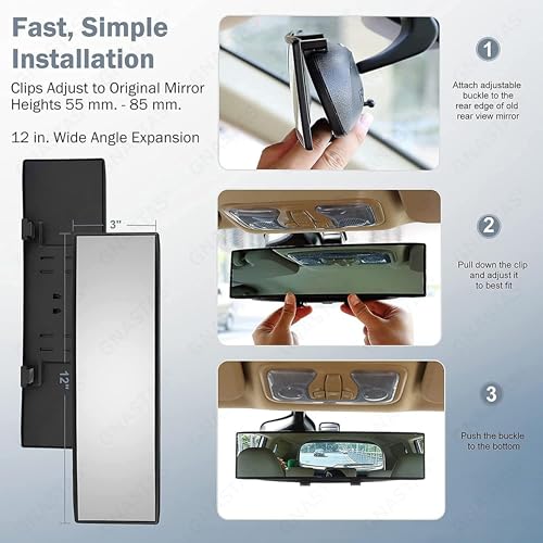 GNASTAS Car Rear View Mirror Interior Mirror Wide Angle Panorama Safety Mirror Interior Mirror Large Vision Mirror 1Pc - Image 4