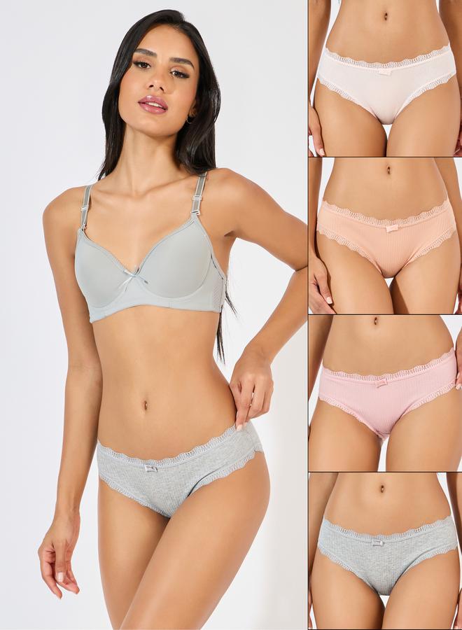 ستايلي مجموعة من 4 سراويل داخلية بكيني بتفاصيل دانتيل - Image 1