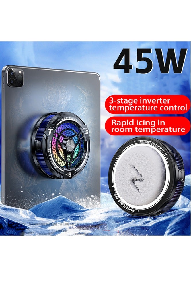 45W High Power iPad Cooler with 3-Gears Adjustment and RGB Lighting Universal Magnetic iPad Radiator with Temperature Display Magnetic Tablet Cooler for ipad/Surface pro/Samsung Tab Semiconductor Heat Sink Compatible for Steam Deck for Mobile Gaming Tiktok Live Streaming - Image 1