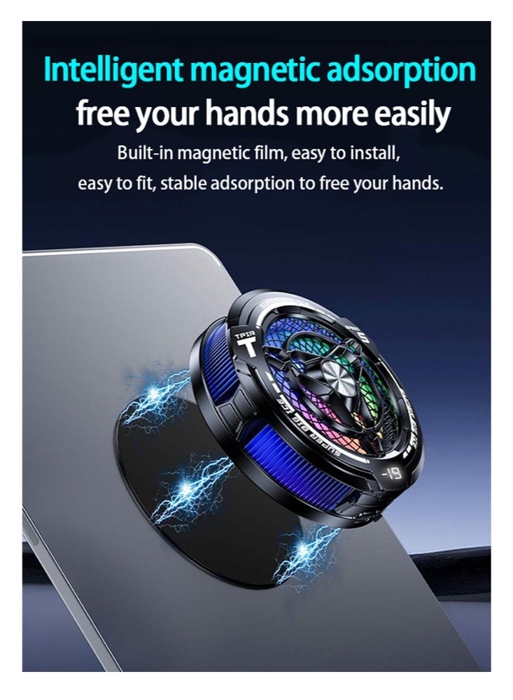 45W High Power iPad Cooler with 3-Gears Adjustment and RGB Lighting Universal Magnetic iPad Radiator with Temperature Display Magnetic Tablet Cooler for ipad/Surface pro/Samsung Tab Semiconductor Heat Sink Compatible for Steam Deck for Mobile Gaming Tiktok Live Streaming - Image 3