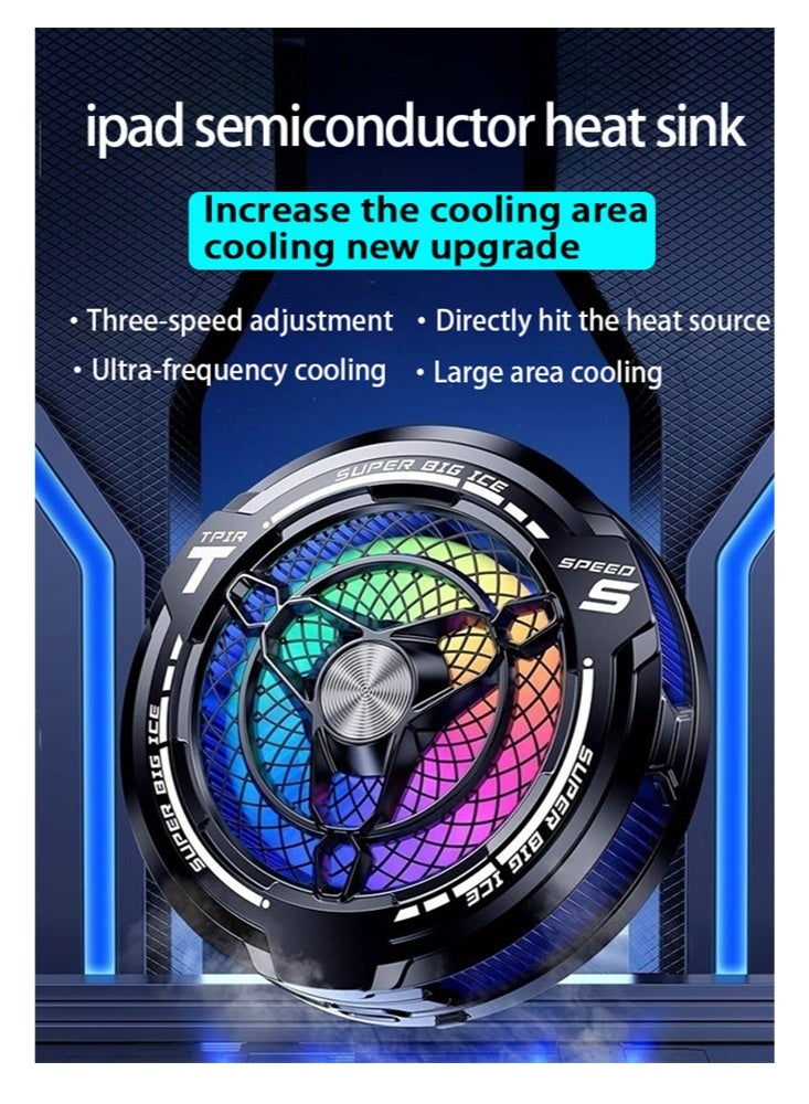45W High Power iPad Cooler with 3-Gears Adjustment and RGB Lighting Universal Magnetic iPad Radiator with Temperature Display Magnetic Tablet Cooler for ipad/Surface pro/Samsung Tab Semiconductor Heat Sink Compatible for Steam Deck for Mobile Gaming Tiktok Live Streaming - Image 5