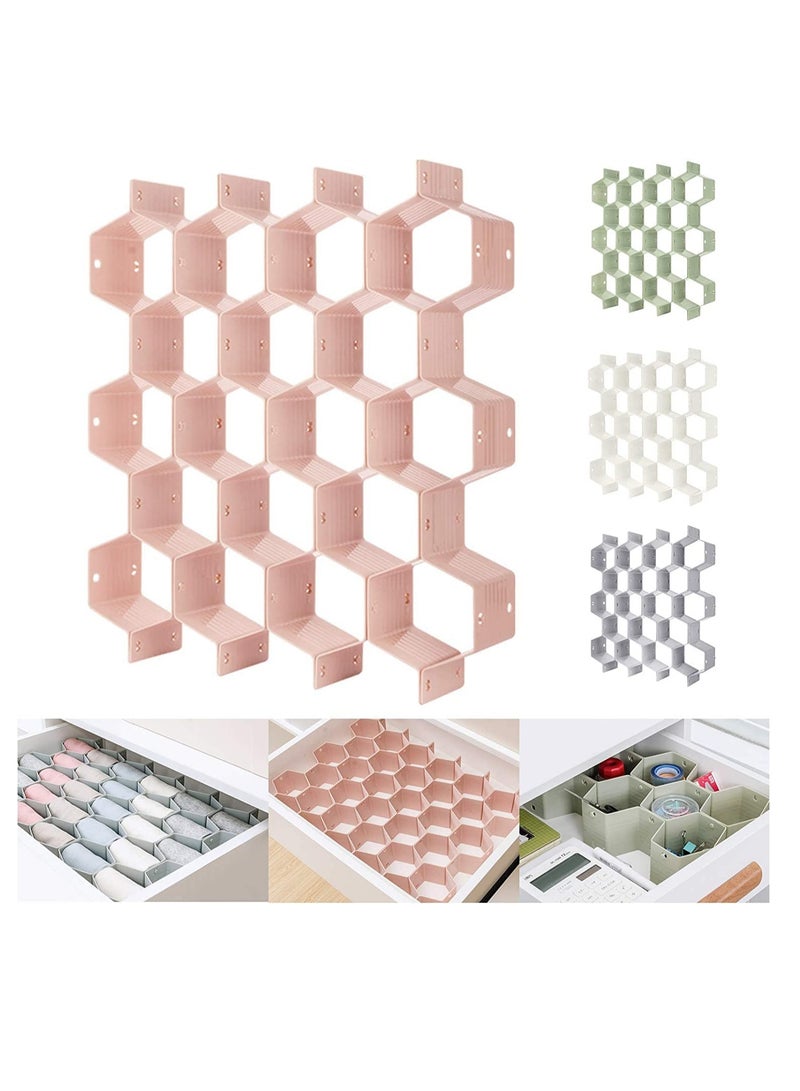 Drawer Organizer Divider Honeycomb Separator Adjustable for Ties, Underwear, Cosmetics and Jewelry, Sock, (Pink) - Image 1