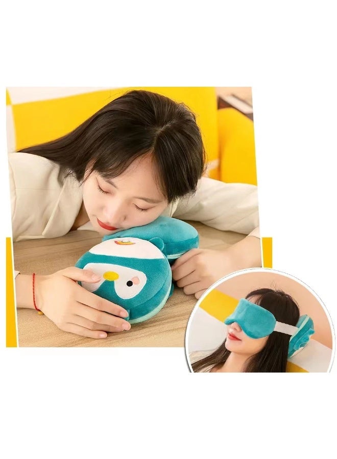 Creative 2-in-1 Eye Mask and Neck Pillow - Soft Cartoon Airplane Head Pillow for Travel and Office Naps - Image 3