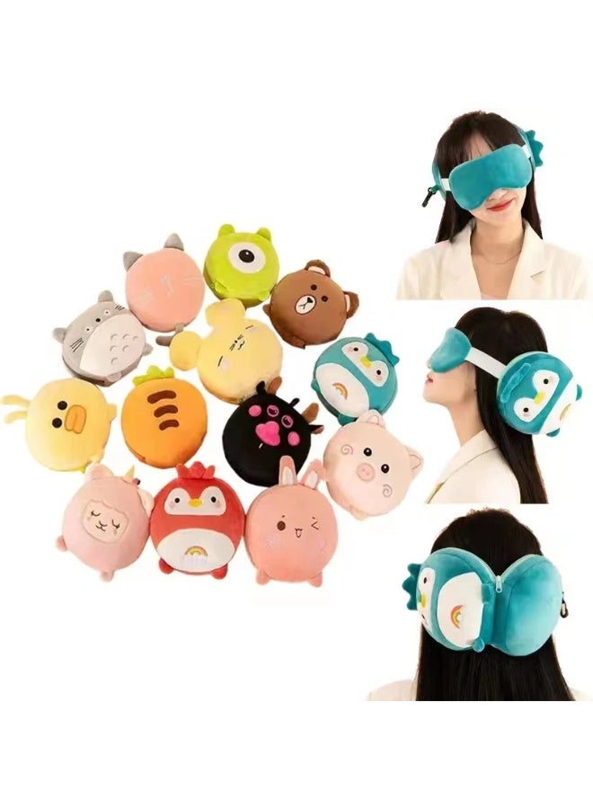 Creative 2-in-1 Eye Mask and Neck Pillow - Soft Cartoon Airplane Head Pillow for Travel and Office Naps - Image 1